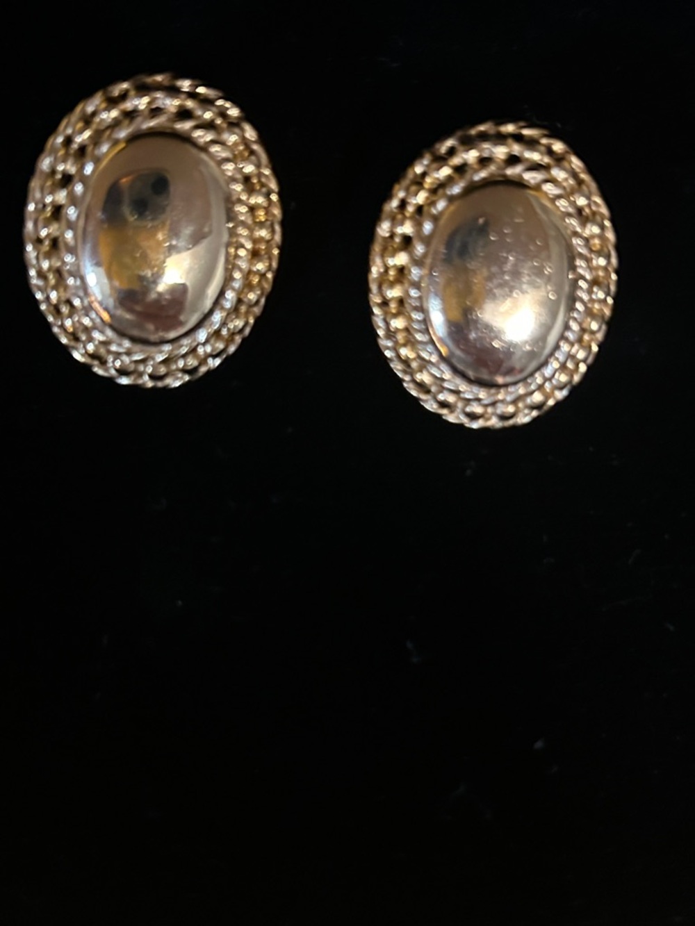 Gold Oval Braided-Edge Clip-On Earrings
